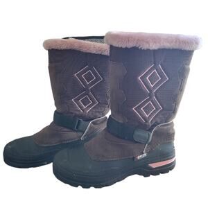 Size 8 Baffin brown & pink diamond pattern warm winter snow boots